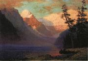 Albert Bierstadt Evening Glow at Lake Louise, Rocky Mountains, Canada Spain oil painting artist